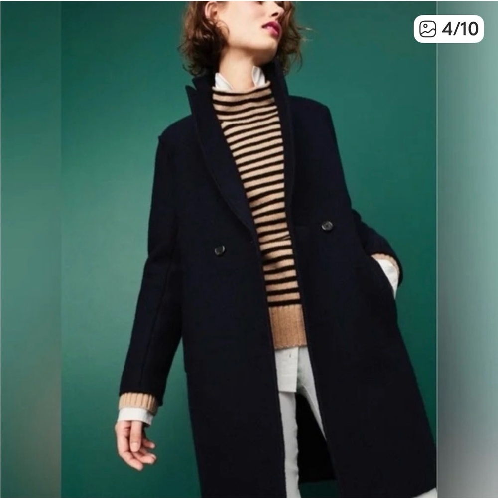 J. Crew Daphne Black boiled Wool topcoat